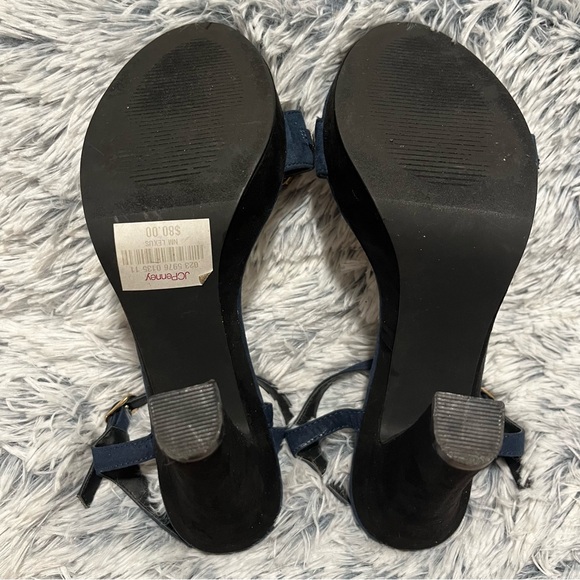 N by Nicole Miller Blue Lexus Jeweled Block Platform Heels - Size 10 - Picture 8 of 16